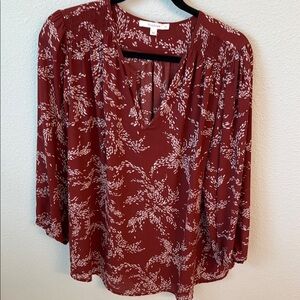 Fun 2 Fun Cream and Red Blouse with 3/4 Sleeves